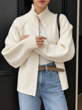 Women's Ivory Zip-Up Knit Cardigan